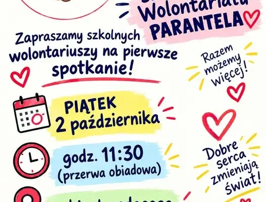 Szkoła Podstawowa im. Janusza Korczaka w Górze zaprasza wolontariuszy na pierwsze spotkanie