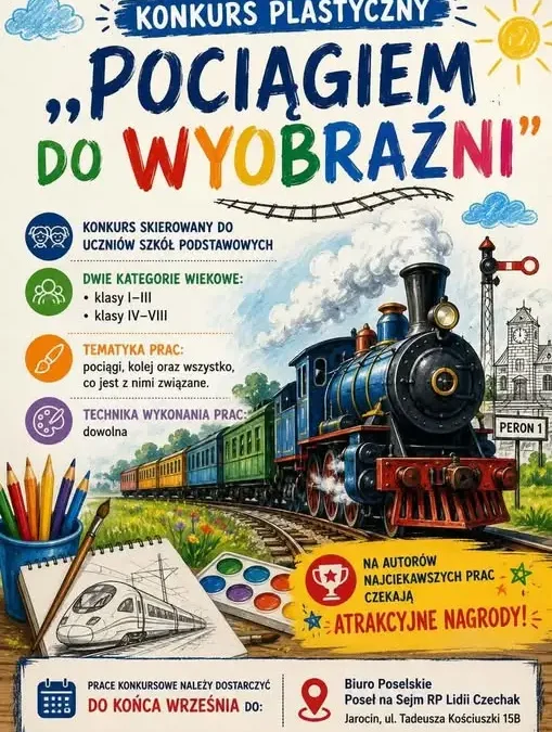 Konkurs plastyczny „Pociągiem do wyobraźni” – prace można składać do 30 września