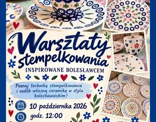 Warsztaty stempelkowania w Domu Kultury w Górze – ceramika w stylu bolesławieckim
