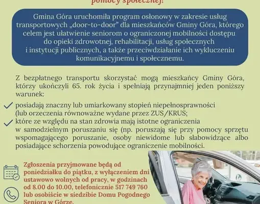 Góra: bezpłatny transport door-to-door dla seniorów od października