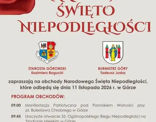 Góra zaprasza na Narodowe Święto Niepodległości – program obchodów 11 listopada 2026